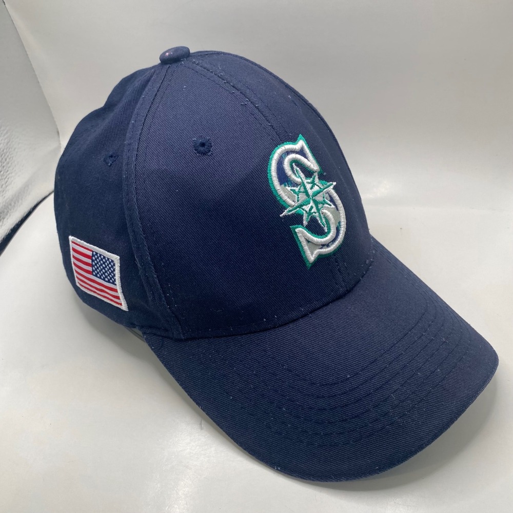 SEATTLE MARINERS Melonwear Boeing Baseball Cap Mens OSFA Navy Blue Camo Flag Hat